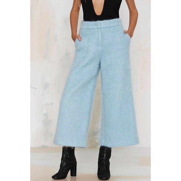 American Retro Pants - American Retro Renaud Mohair Wide Leg Pants Size 34 Baby Blue Nasty Gal Cropped